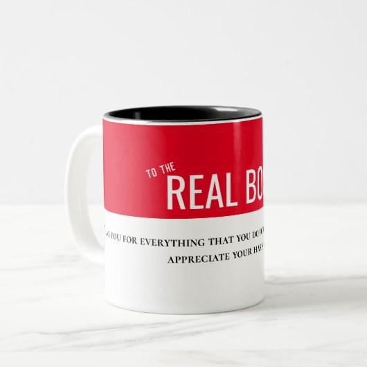 Beste manager baas, baas bericht echte baas tweekleurige koffiemok (Voorkant links)