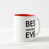 Beste manager ooit | Kantoor Cadeau Tweekleurige Koffiemok (Voorkant rechts)