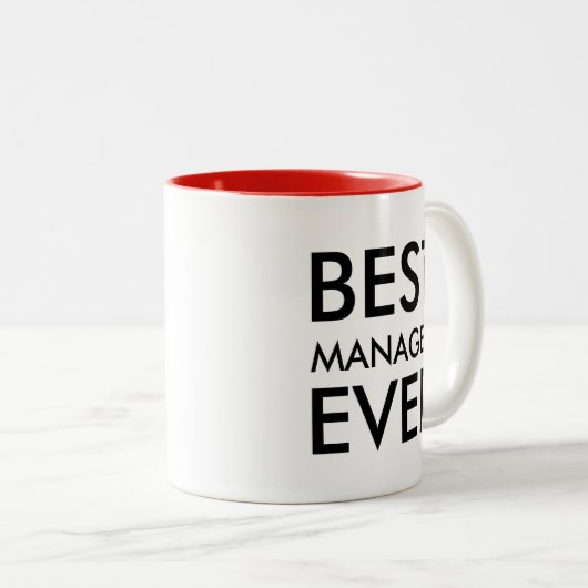 Beste manager ooit | Kantoor Cadeau Tweekleurige Koffiemok (Voorkant rechts)