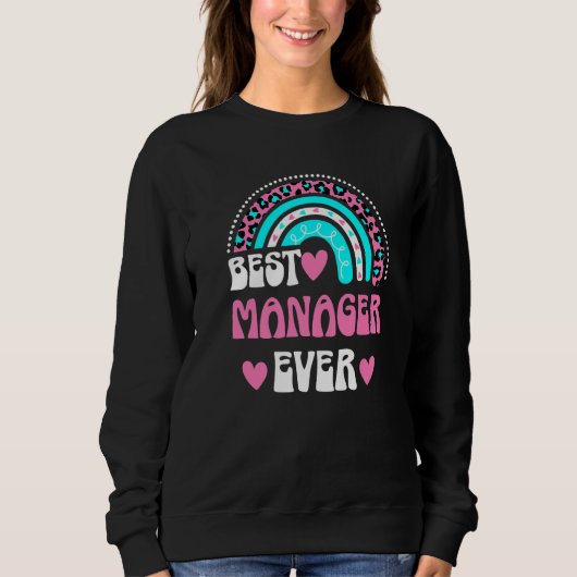 Beste manager van de Groovy Cute Leopard-regenboog Trui (Voorkant)
