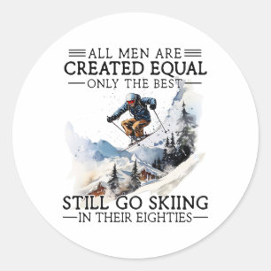 Beste mannen gaan nog steeds skiën in hun tachtige ronde sticker