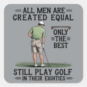 Beste mannen spelen golf jaren tachtig grappige go vierkante sticker