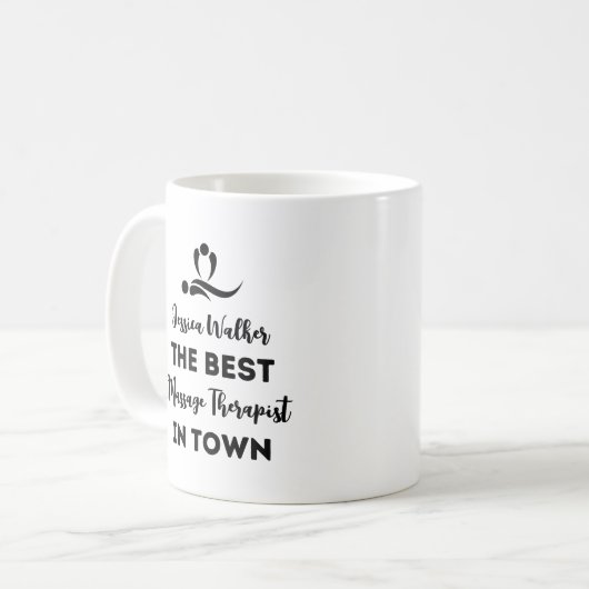 Beste massagetherapeut in de stad koffiemok (Voorkant links)