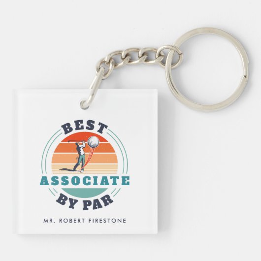 Beste medewerker door Par Custom Retro Golf Custom Sleutelhanger (Achterkant)