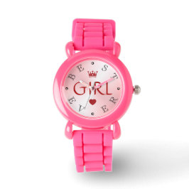 BESTE MEISJE OOIT Roze Rose gradiënt Glitter Horloge