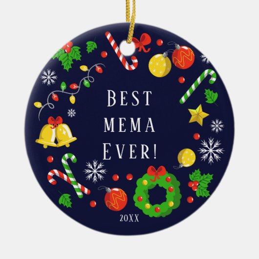Beste Mema Ooit Kerst Ornament (Voorkant)
