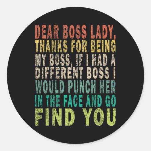 Beste mevrouw leidinggevende ronde sticker (Voorkant)
