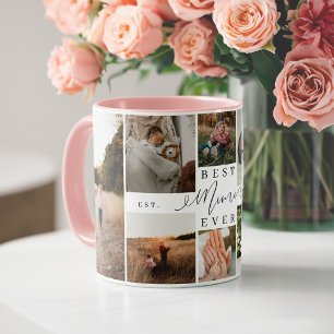 Beste Mimi Ever   Elegant Script 8 Photo Collage Tweekleurige Koffiemok