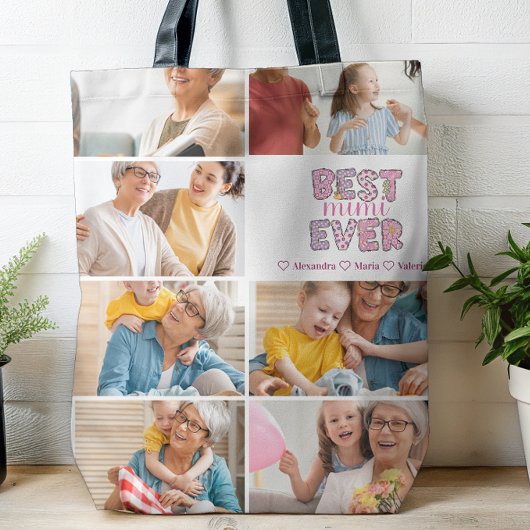 Beste Mimi Ooit Bloem 7 Foto Collage Tote Bag