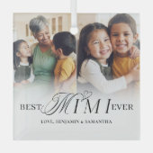 Beste Mimi Ooit Gepersonaliseerd 2 Foto Collage Ca Glas Ornament (Voorkant)