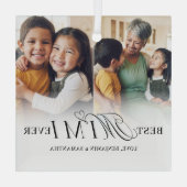 Beste Mimi Ooit Gepersonaliseerd 2 Foto Collage Ca Glas Ornament (Achterkant)