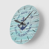 Beste moeder 3 Foto Blue Waterverf Zee Turtle Ronde Klok (Hoek)