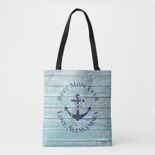 Beste moeder 3 Foto Blue Waterverf Zee Turtle Tote Bag (Voorkant)