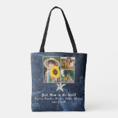 Beste moeder 3 Foto Collage Starfish marine Blue Tote Bag (Achterkant)
