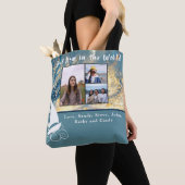 Beste moeder 3 Foto Modern Blue Sailboat Canvas ta Tote Bag (Dichtbij)