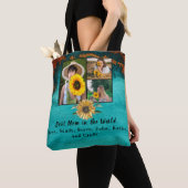 Beste Moeder 3 Foto Turquoise Collage Marmer Tote Bag (Dichtbij)