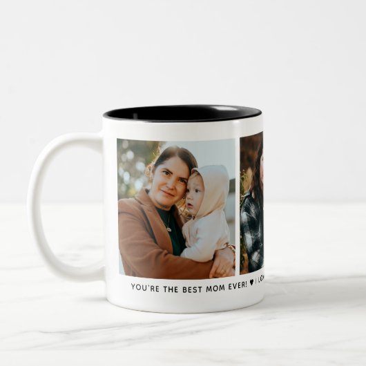 Beste Moeder 3-fotocollage & aangepaste bericht Mo Tweekleurige Koffiemok (Links)