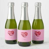 Beste Moeder 3D Glanzend Rode Hart Moederdag Cadea Sparkling Wijnetiket (Flessen)