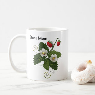 Beste Moeder Aardbei Bloemige Botanische Ontwerp Koffiemok