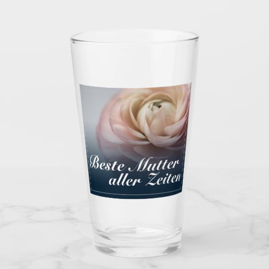 Beste moeder aller tijden met grote roze roos glas (Voorkant)
