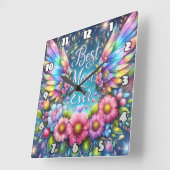 Beste moeder: Angel Wings, Bloemeneerbetoon Vierkante Klok (Hoek)