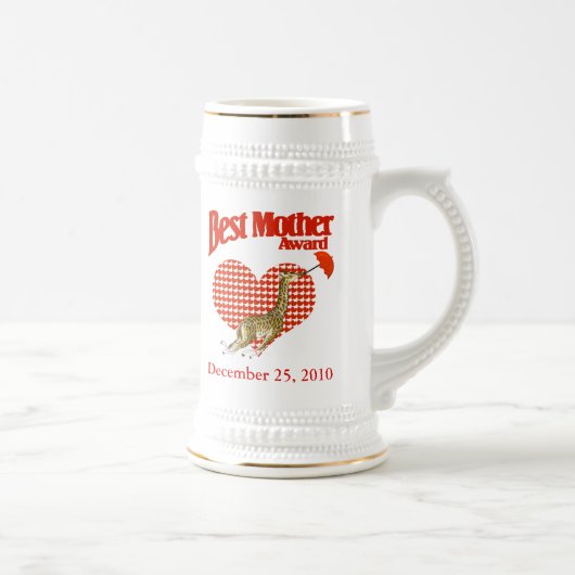 Beste Moeder Award Giraffe Stein met harten Bierpul (Rechts)