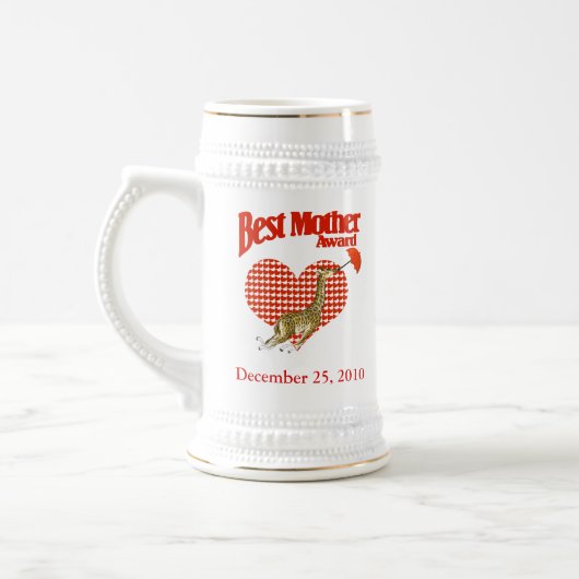 Beste Moeder Award Giraffe Stein met harten Bierpul (Links)