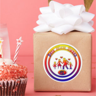 Beste Moeder Award Regenboog Familie Ronde Sticker