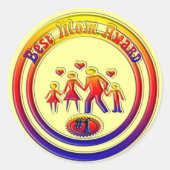 Beste Moeder Award Regenboog Familie Ronde Sticker (Voorkant)