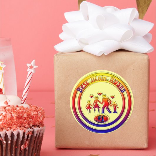 Beste Moeder Award Regenboog Familie Ronde Sticker (Feest)