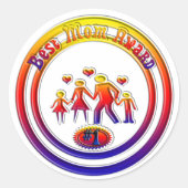 Beste Moeder Award Regenboog Familie Ronde Sticker (Voorkant)