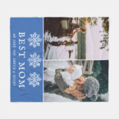 Beste Moeder Blauw Sneeuwvlok 2 Aangepaste Foto's  Fleece Deken (Voorkant (Horizontaal))