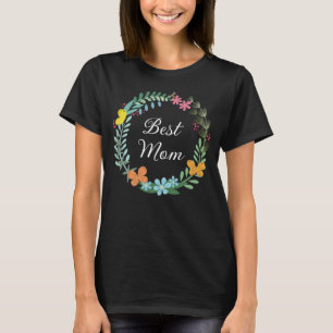 Beste Moeder Bloemen Vlinder Groen Krans T-shirt