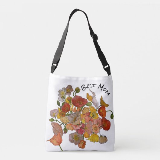 Beste moeder Bright Poppy Crossbody Tas (Achterkant)