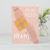 Beste moeder. Cartoon roze gele moederdag Feestdagenkaart (Staand voorkant)