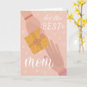 Beste moeder. Cartoon roze gele moederdag Kaart (Gele Bloem)