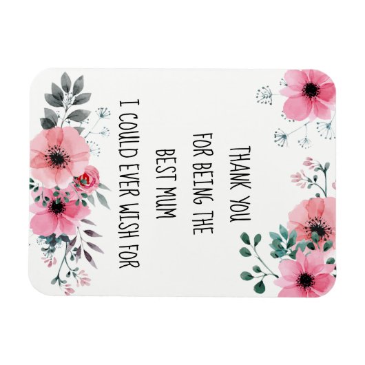 Beste Moeder Citaat Waterverf Bloemmotief Magneet (Horizontaal)