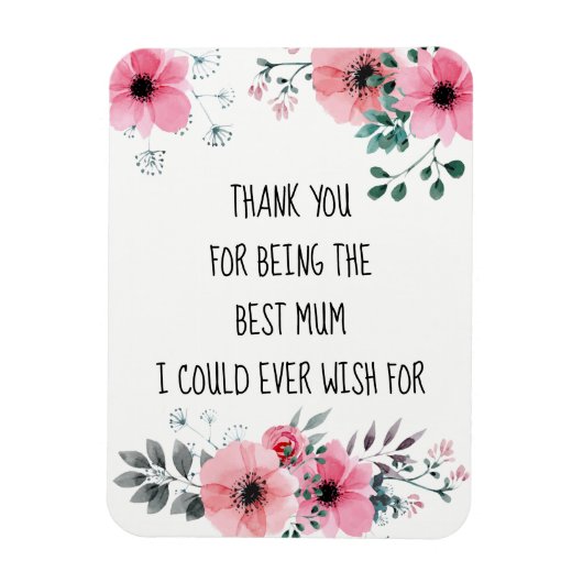 Beste Moeder Citaat Waterverf Bloemmotief Magneet (Verticaal)