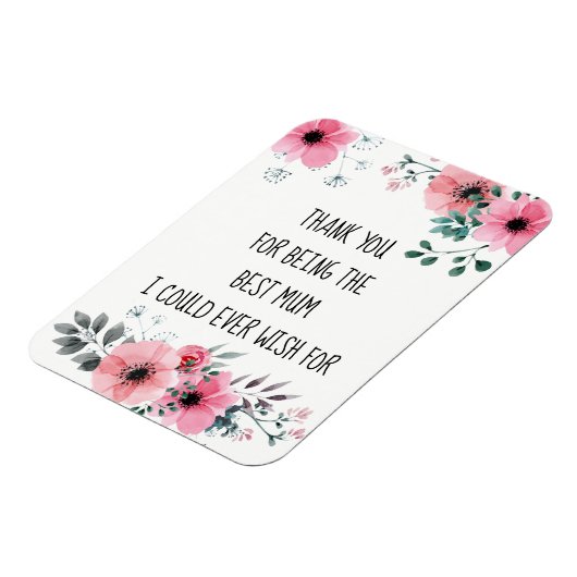 Beste Moeder Citaat Waterverf Bloemmotief Magneet (Linkerzijde)