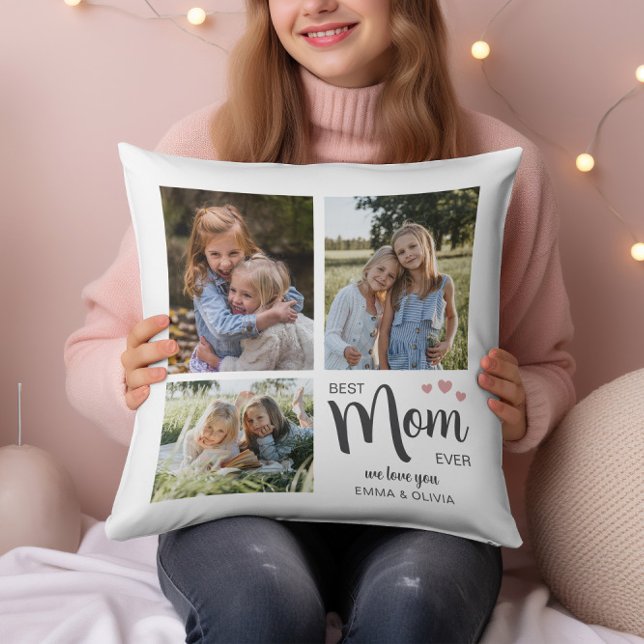 Beste moeder Creëer uw eigen foto Kussen (Best Mom Create Your Own Photo Throw Pillow by MINTIC DESIGN STUDIO)