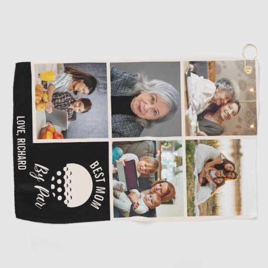 Beste Moeder door Par Custom 5 Fotocollage Golfhanddoek (Horizontaal)