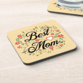 Beste moeder Elegant Bloemen Ontwerp Bier Onderzetter (Linkerzijde)