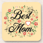 Beste moeder Elegant Bloemen Ontwerp Bier Onderzetter (Voorkant)
