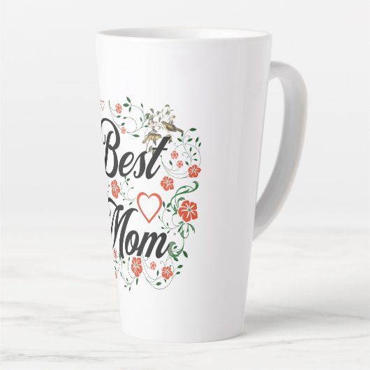 Beste moeder Elegant Bloemen Ontwerp Latte Mok (Rechterhoek)