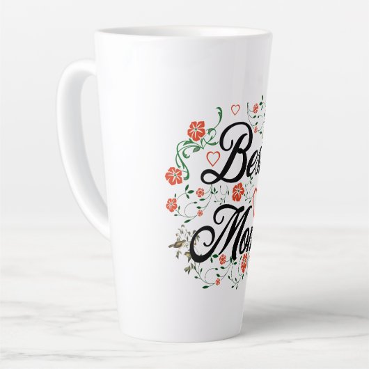 Beste moeder Elegant Bloemen Ontwerp Latte Mok (Linkerhoek)