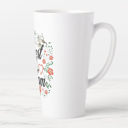 Beste moeder Elegant Bloemen Ontwerp Latte Mok (Rechts)