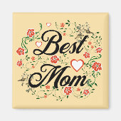 Beste moeder Elegant Bloemen Ontwerp Magneet (Voorkant)