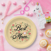 Beste moeder Elegant Bloemen Ontwerp Papieren Bordje (Feest)