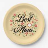 Beste moeder Elegant Bloemen Ontwerp Papieren Bordje (Voorkant)