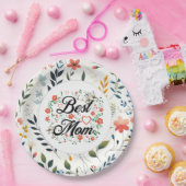 Beste moeder Elegant Bloemen Ontwerp Papieren Bordje (Feest)